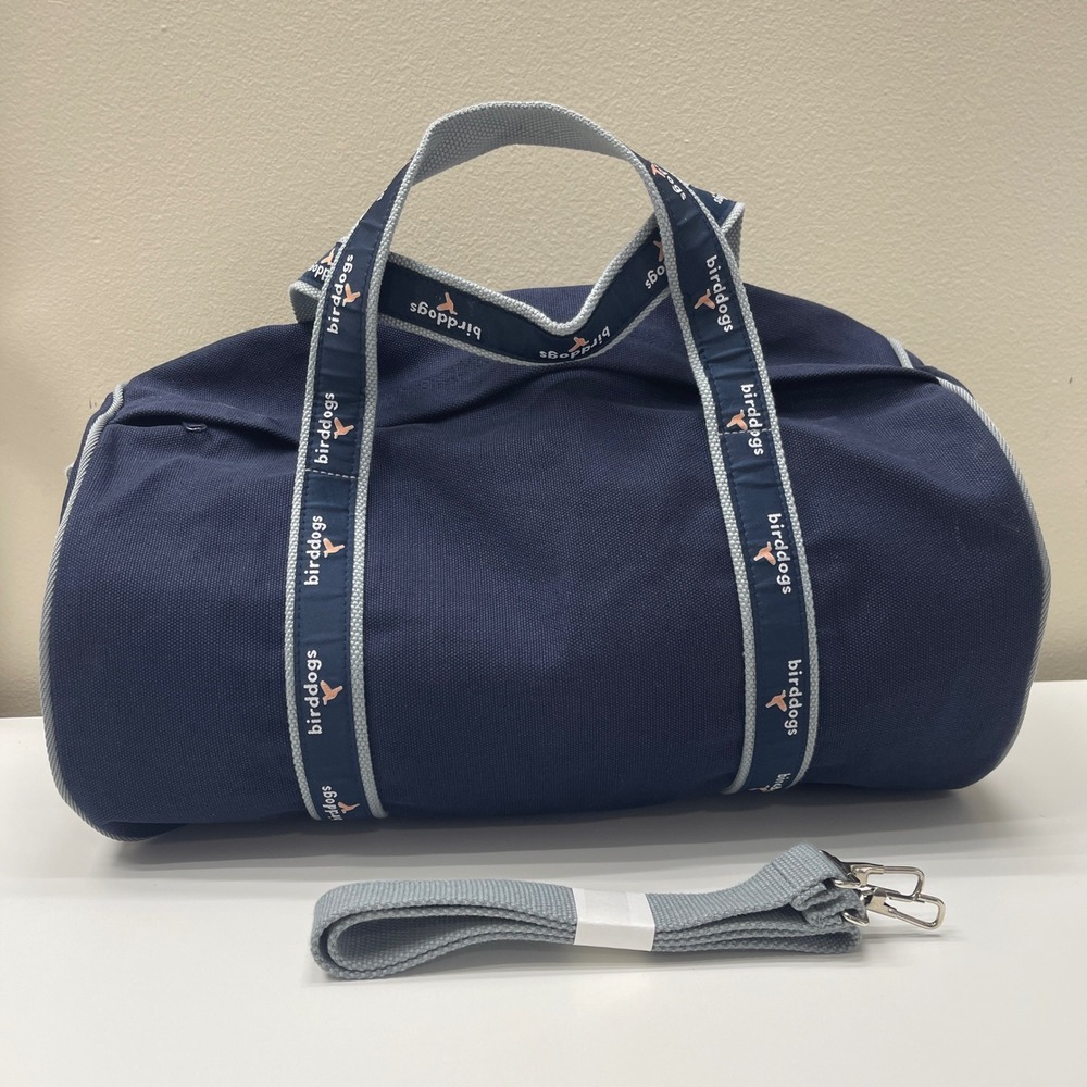 Birddogs Duffel Bag Navy Blue Canvas Gym Travel Weekend Bag NWOT